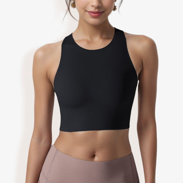 anna kaci High Neck Sports Brawith Racerback Design and Seamless Fit