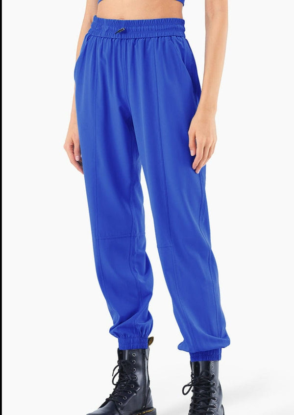 Anna Kaci High Rise Contouring Seam Drawstring Ruched Joggers
