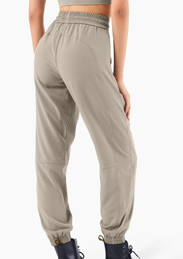 Anna Kaci High Rise Contouring Seam Drawstring Ruched Joggers