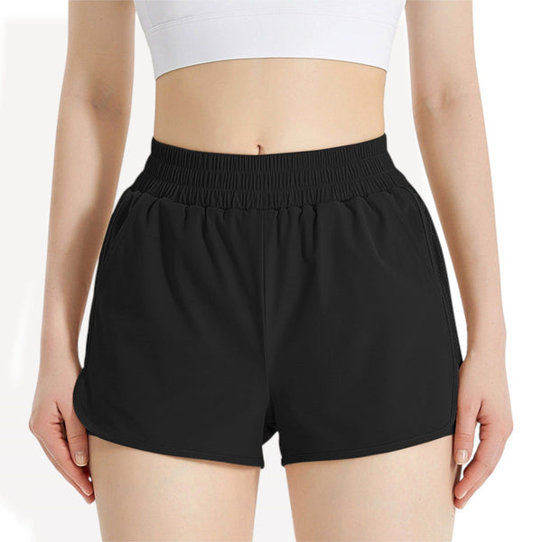 anna kaci High Waist Athletic Shorts with Elastic Waistband and Side Pockets