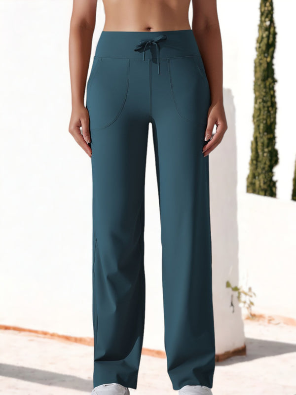 anna kaci High Waisted Drawstring Wide Legged Fitness Pants