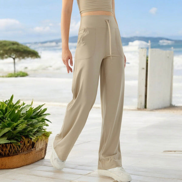 Anna Kaci High Waisted Wide Leg Lounge Pants With Drawstring And Pockets