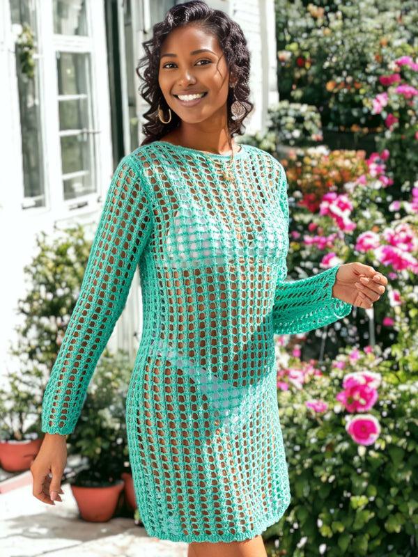 Anna Kaci Knitted Crochet Mesh Tunic Bikini Cover Up