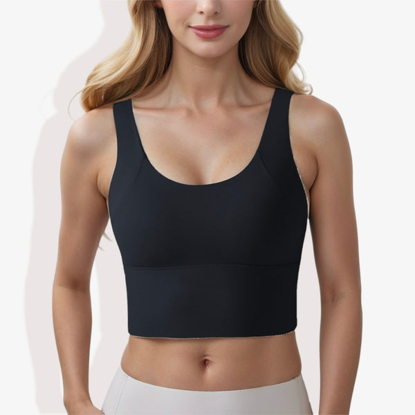 anna kaci Longline Sports Bra with Wide Straps and Scoop Neck