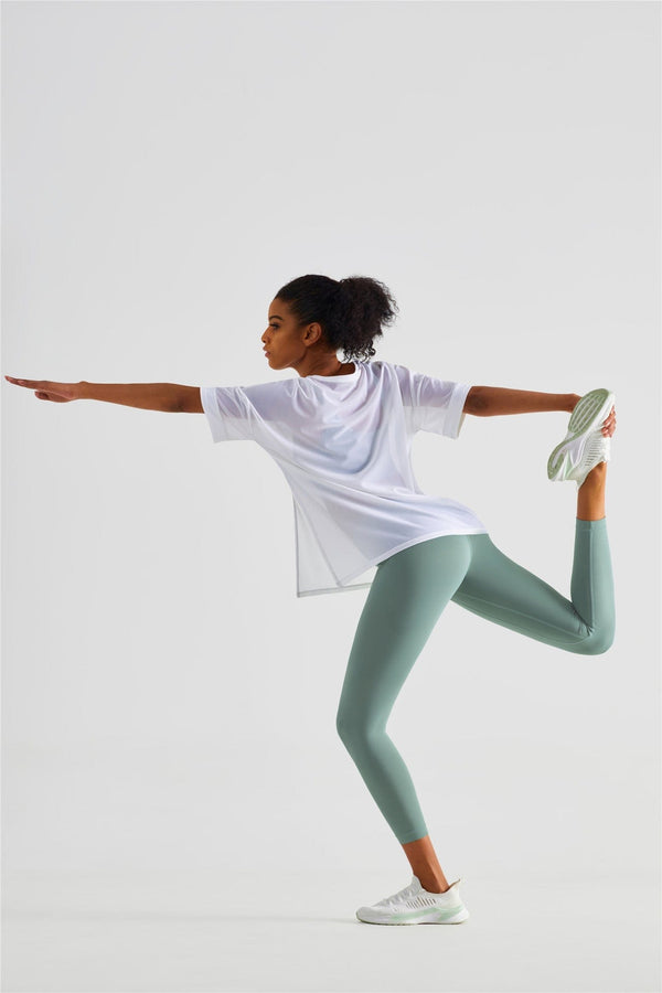 Anna Kaci Mesh Stitching Casual Sports Top & Cover Up