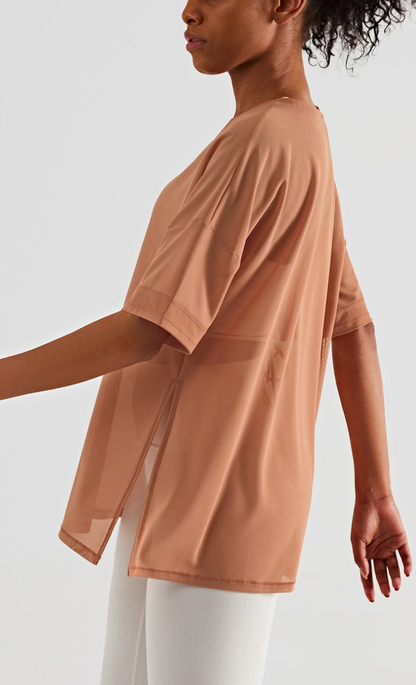 Anna Kaci Mesh Stitching Casual Sports Top & Cover Up