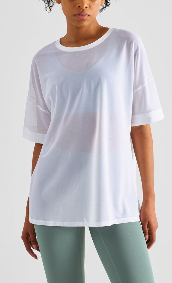 anna kaci Mesh Stitching Casual Sports Top & Cover Up