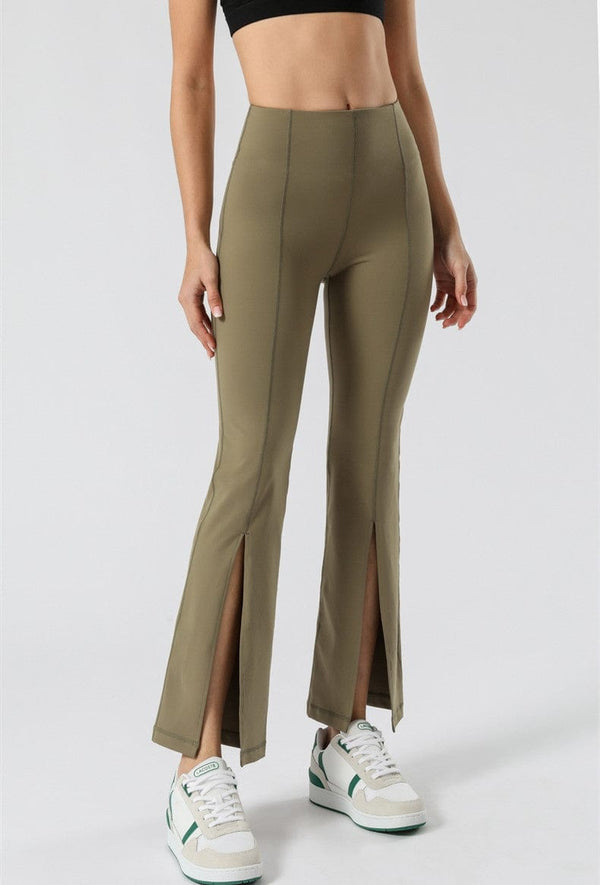 anna kaci Mid Waist Flare Pants with Center Front Slits