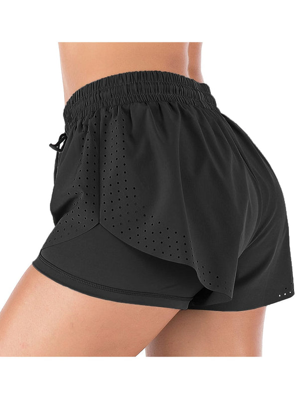Anna Kaci Running Shorts Double Layer Fitness Workout Athletic Shorts