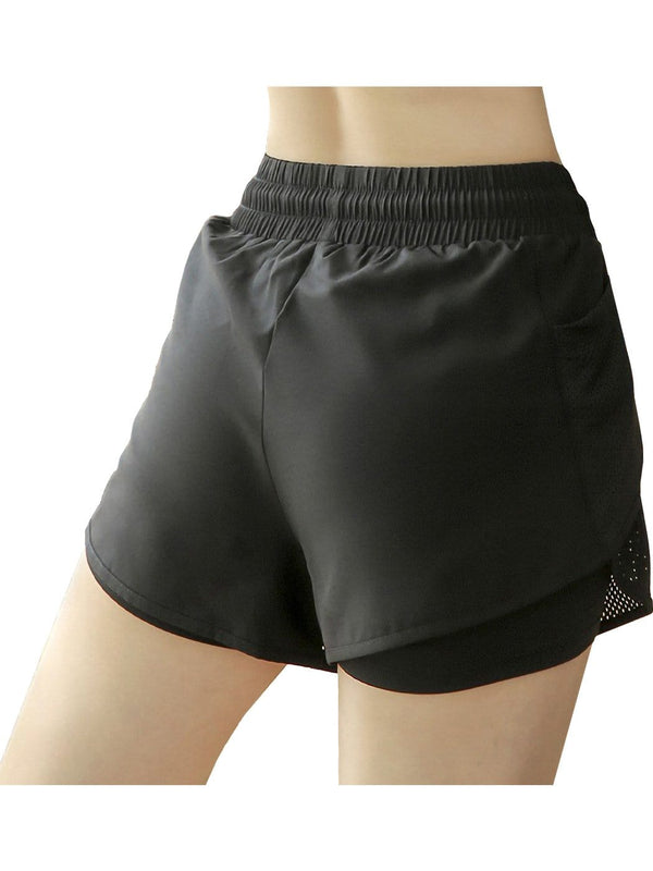 Anna Kaci Running Shorts Quick-Dry 2 In 1 Workout Gym Shorts With Pockets
