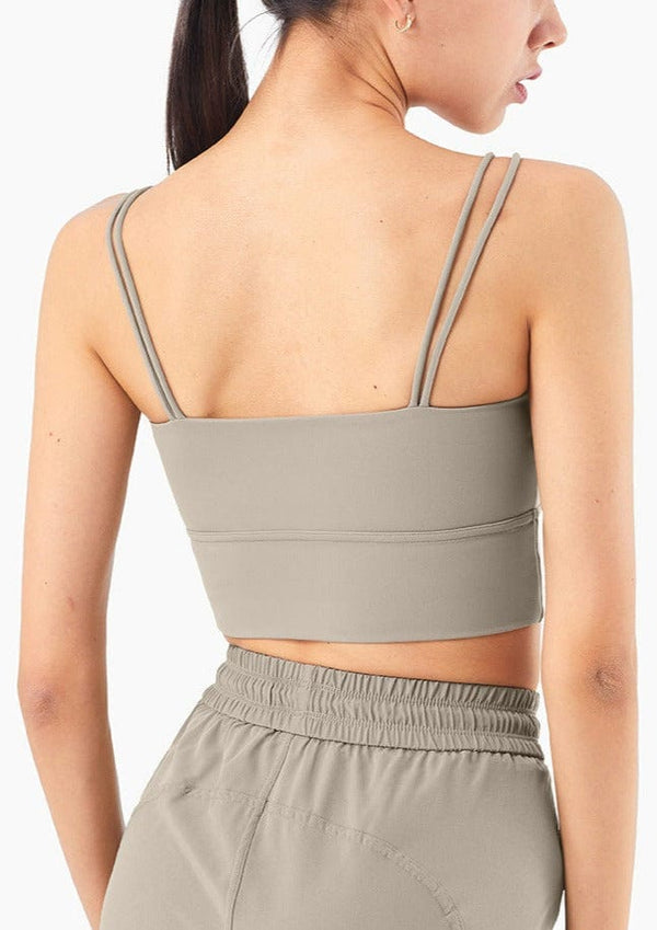 Anna Kaci Scoop Double Strap Longline Sports Bra Tank
