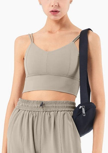 anna kaci Scoop Double Strap Longline Sports Bra Tank