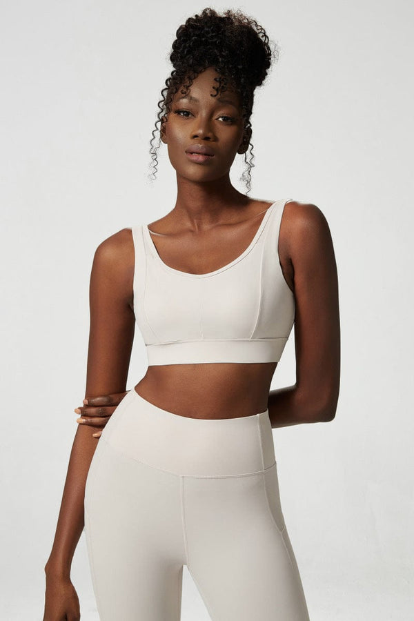 Anna Kaci Scoop Low Open Back Double Strap Fitness Sports Bra