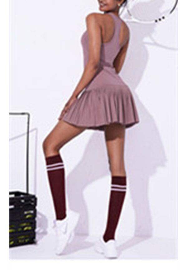 Anna Kaci Sleeveless Racerback Ruffled Mini Exercise Dress