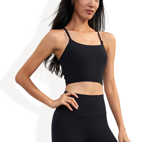 anna kaci Spaghetti Strap Crop Top with Stretch Fabric and Form-Fitting Silhouette for Comfortable Casual or Workout Wear
