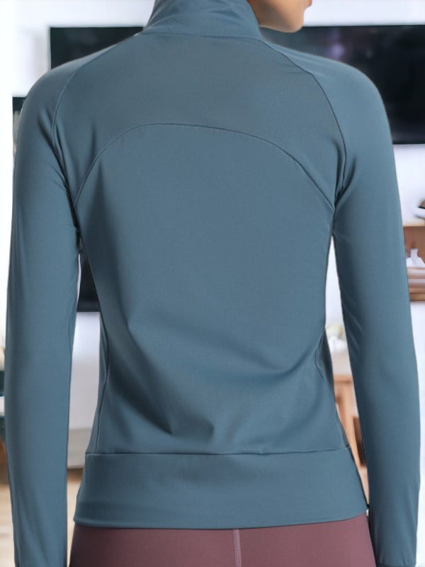 Anna Kaci Sun Protection Long Sleeved Zippered Front Tight Fitting Sports Jacket
