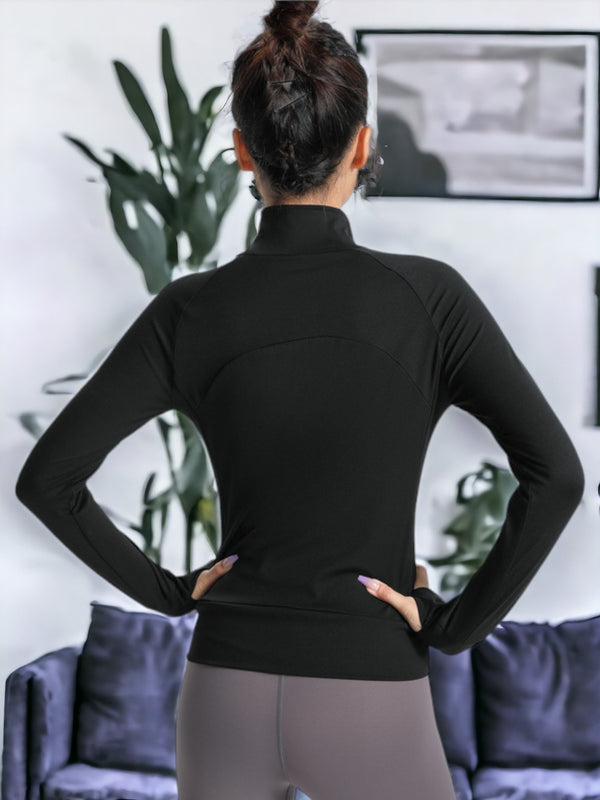 Anna Kaci Sun Protection Long Sleeved Zippered Front Tight Fitting Sports Jacket