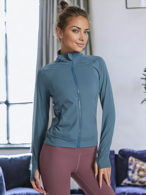 anna kaci Sun Protection Long Sleeved Zippered Front Tight Fitting Sports Jacket