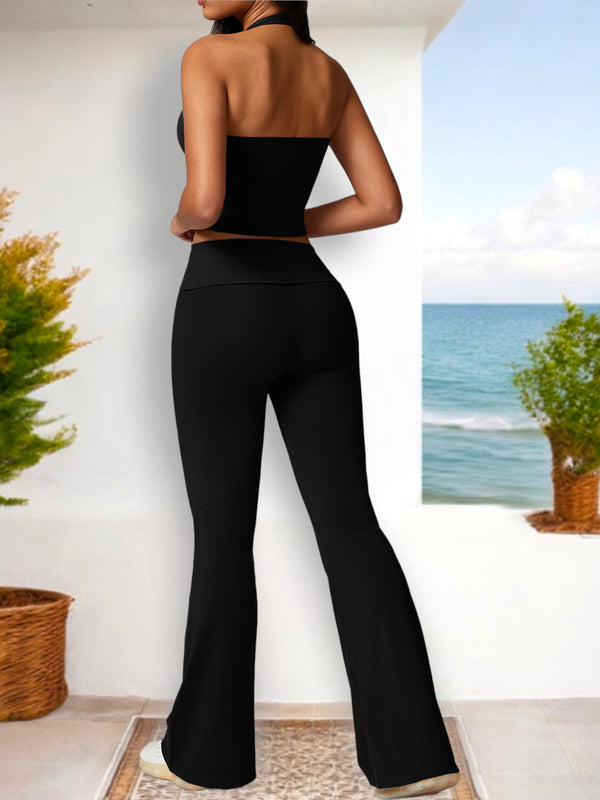 Anna Kaci Women's Halter Neck Crop Top With Racerback Design And Stretch Fit