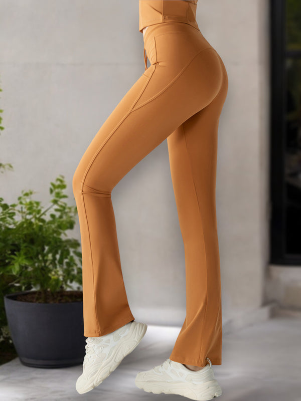 Anna Kaci Women's High-Waisted Flare Leg Yoga Pants With Drawstring Waist