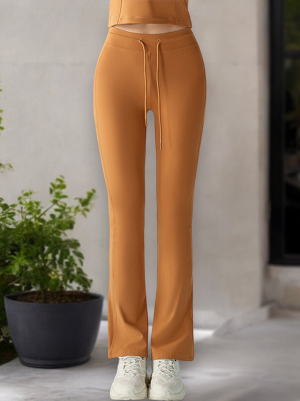 anna kaci Women's High-Waisted Flare Leg Yoga Pants with Drawstring Waist