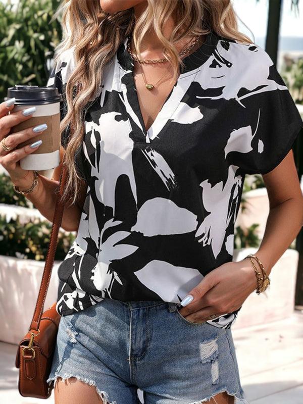 Anna Kaci Women's V-Neck Bat Wings Short Sleeved T-Shirt