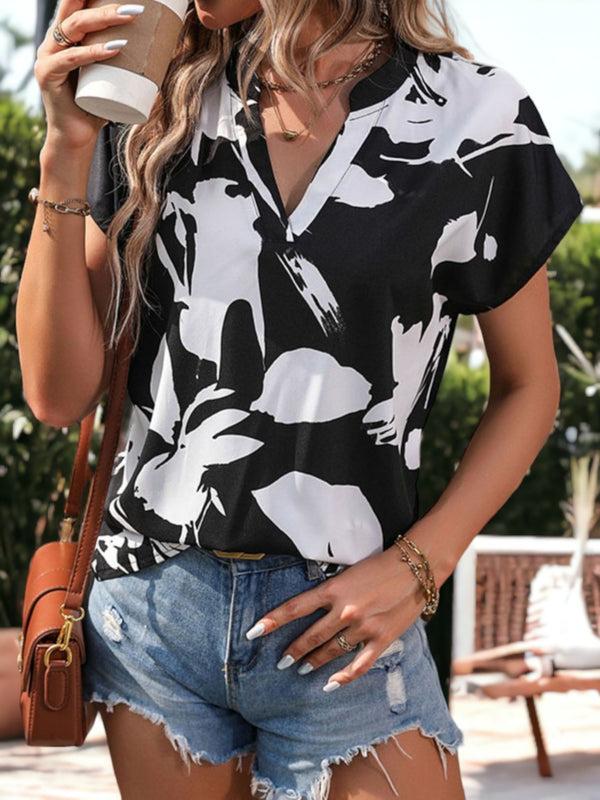 Anna Kaci Women's V-Neck Bat Wings Short Sleeved T-Shirt