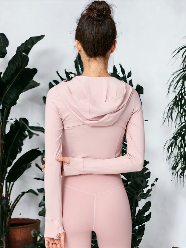 Anna Kaci Zippered Hoodie Yoga Wear Long-Sleeved Jacket