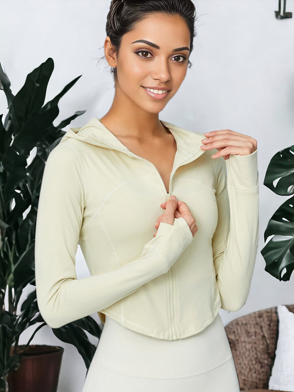 Anna Kaci Zippered Hoodie Yoga Wear Long-Sleeved Jacket