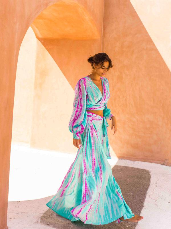 Anna Kosturova Cara Silk Wrap Maxi Skirt