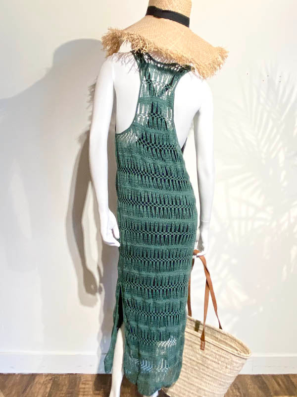 Anna Kosturova Crochet Bardot Maxi Dress