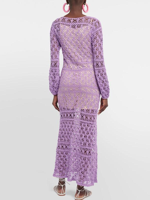 Anna Kosturova Crochet Bianca Boatneck Dress