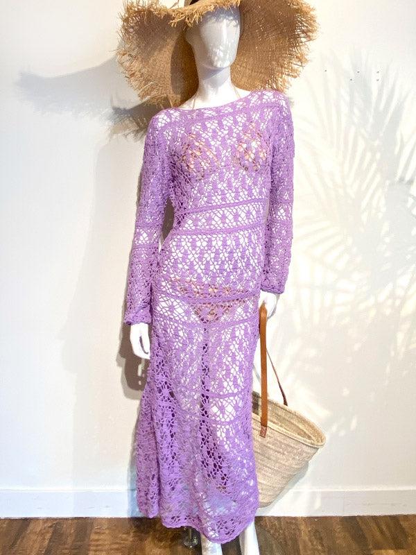 Anna Kosturova Crochet Bianca Boatneck Dress