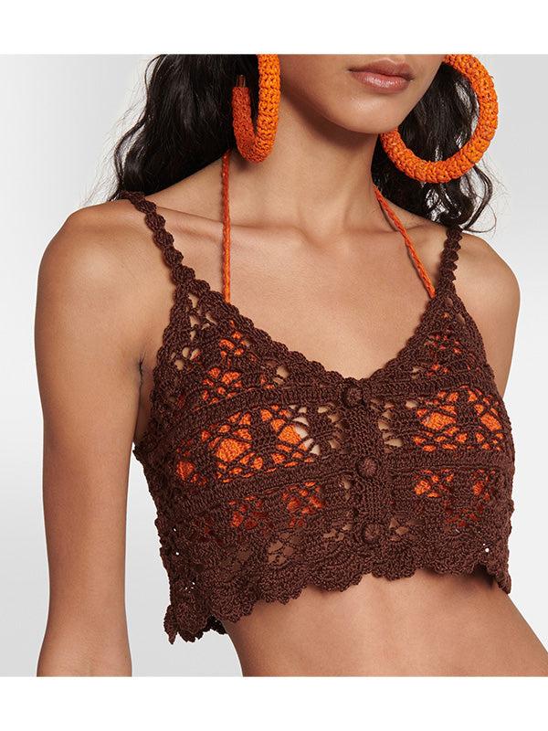 Anna Kosturova Crochet Bianca Crop Top