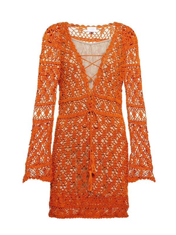 Anna Kosturova Crochet Bianca Mini Dress