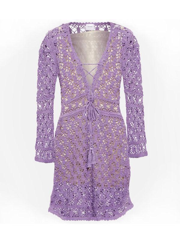 Anna Kosturova Crochet Bianca Mini Dress