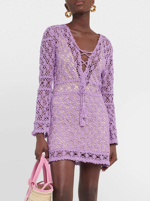 anna kosturova Crochet Bianca Mini Dress