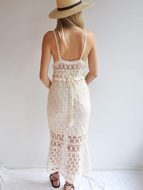 Anna Kosturova Crochet Bianca Slip Dress