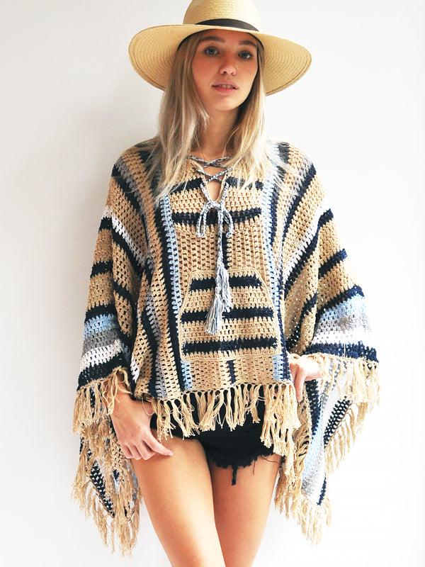 anna kosturova Crochet California Poncho Hoodie