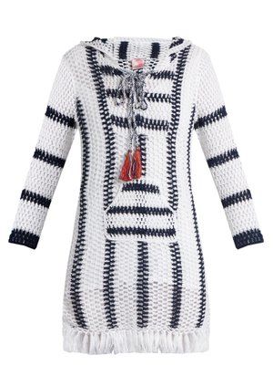 anna kosturova Crochet Cape Cod Hoodie Dress Tunic