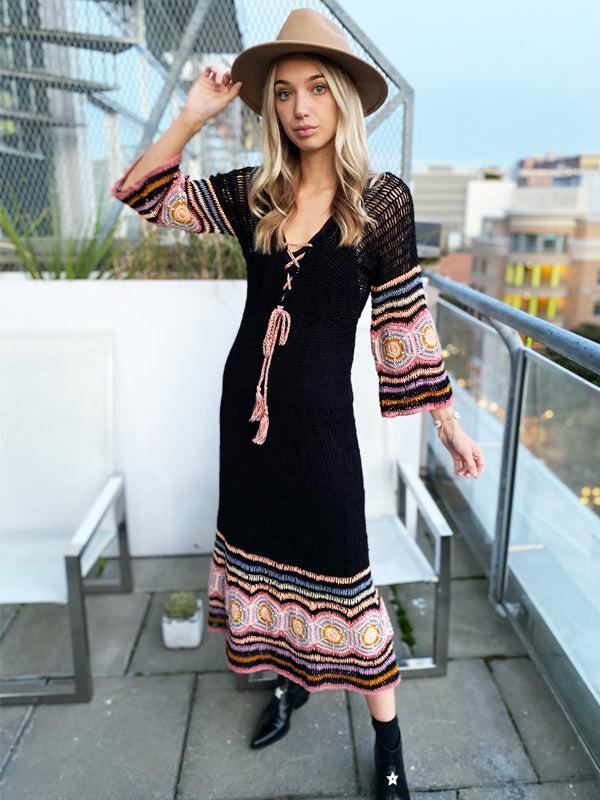 anna kosturova Crochet Carly Maxi Dress - Black