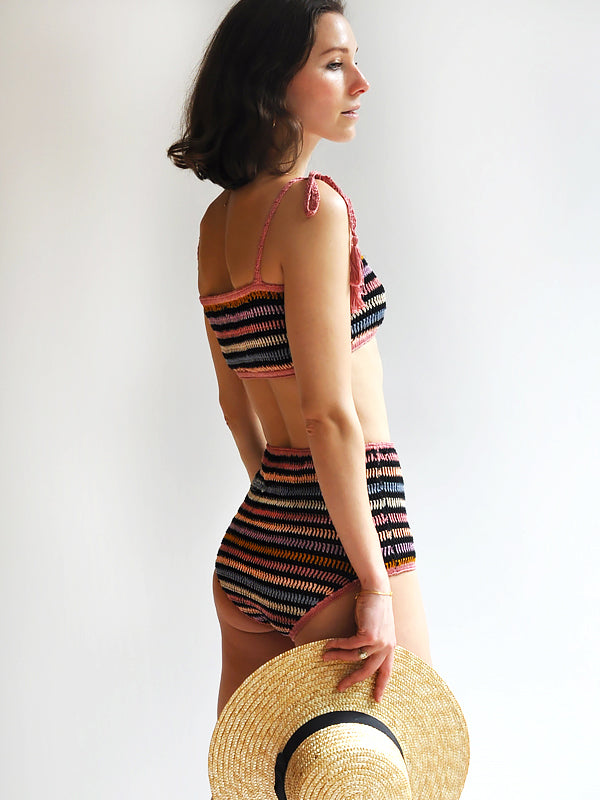 Anna Kosturova Crochet Carly Stripe Bandeau Top