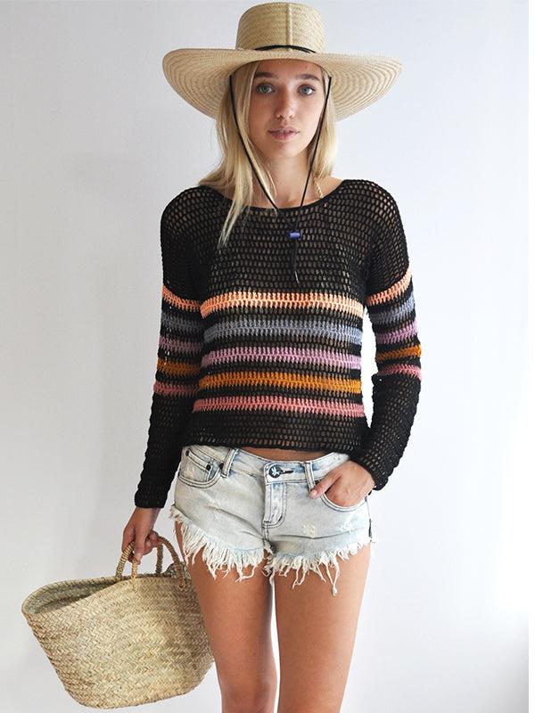 Anna Kosturova Crochet Carly Stripe Sweater