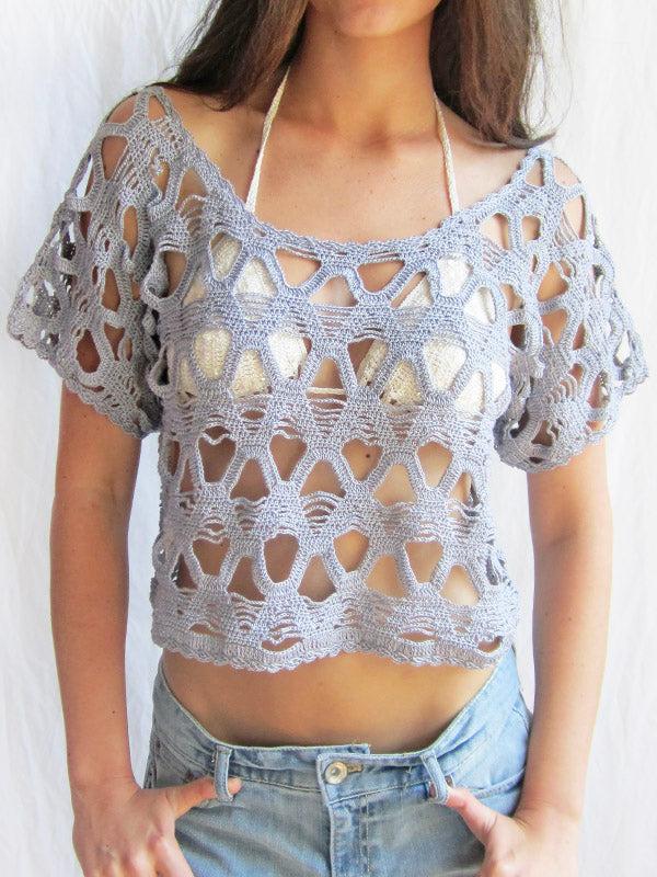 Anna Kosturova Crochet Diamond Crop Top