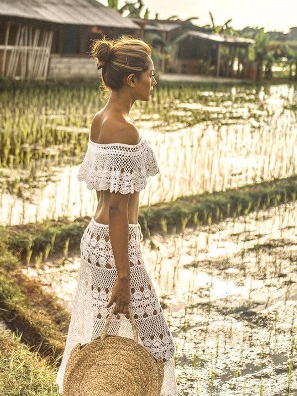 Anna Kosturova Crochet Filigree Off Shoulder Top