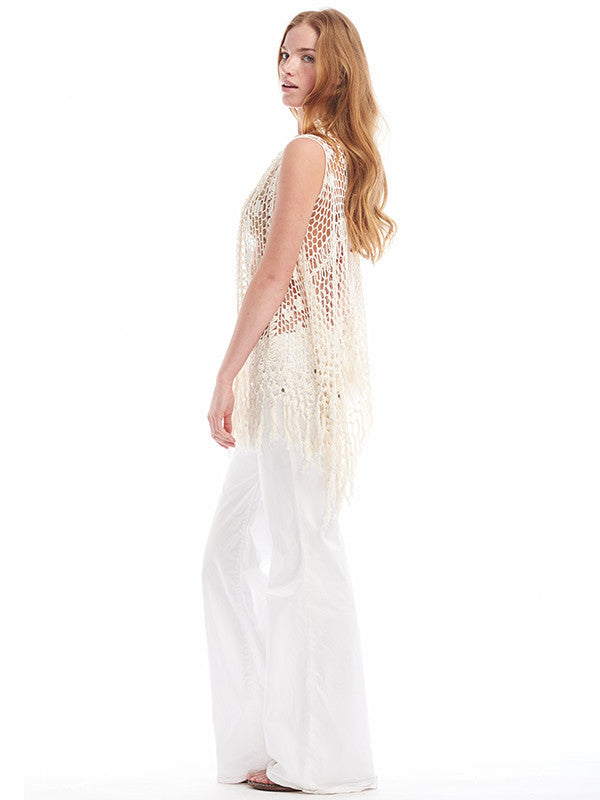 Anna Kosturova Crochet Fringe Waterfall Vest