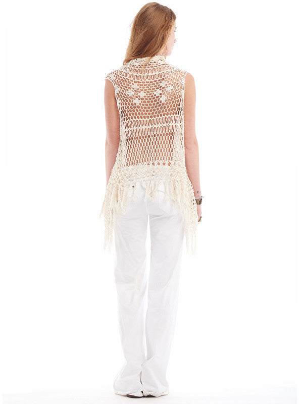 Anna Kosturova Crochet Fringe Waterfall Vest