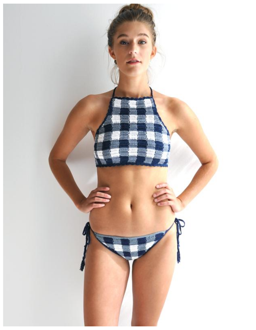 Anna Kosturova Crochet Gingham Bikini Bottom