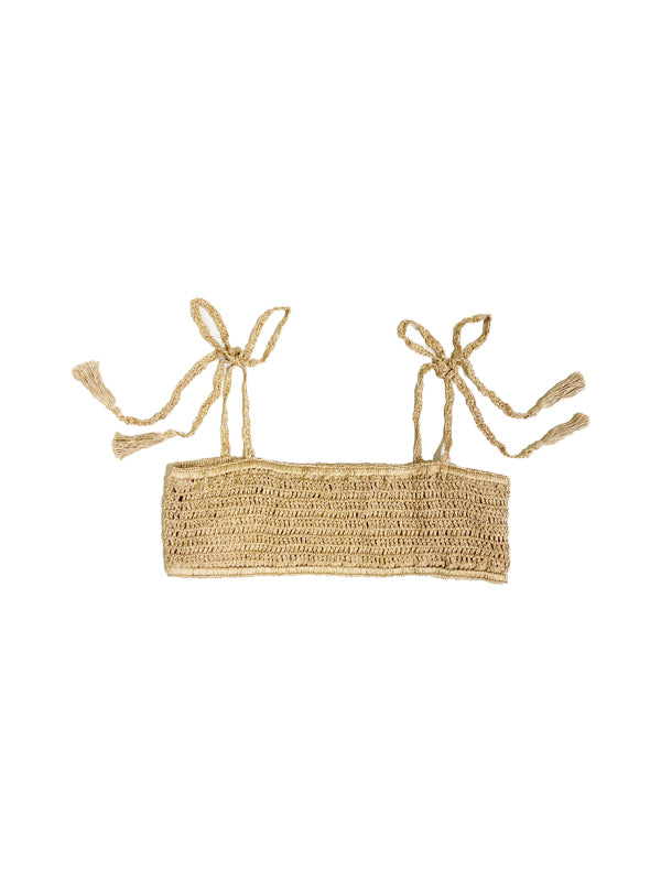 Anna Kosturova Crochet Gold Bandeau Top