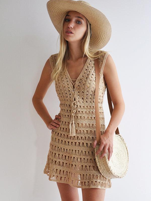 Anna Kosturova Crochet Jennifer Dress - Gold
